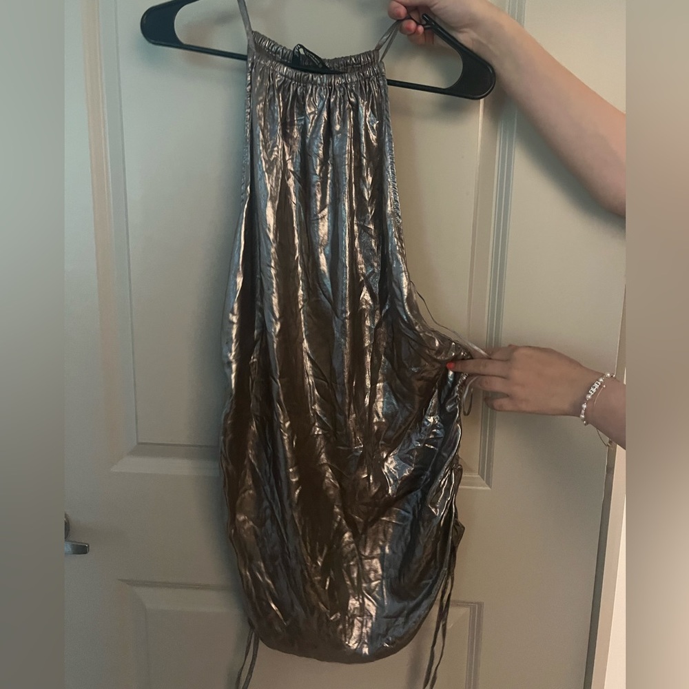 Zara Silver Iridescent Halter neck dress